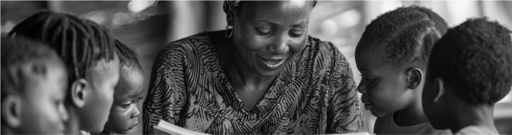Une femme partage avec des enfants